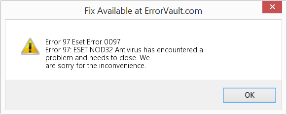 رفع ارور How to fix Error 97 (Eset Error 0097) - Error 97: ESET NOD32 Antivirus has encountered a problem and needs to close. We are sorry for the inconvenience.